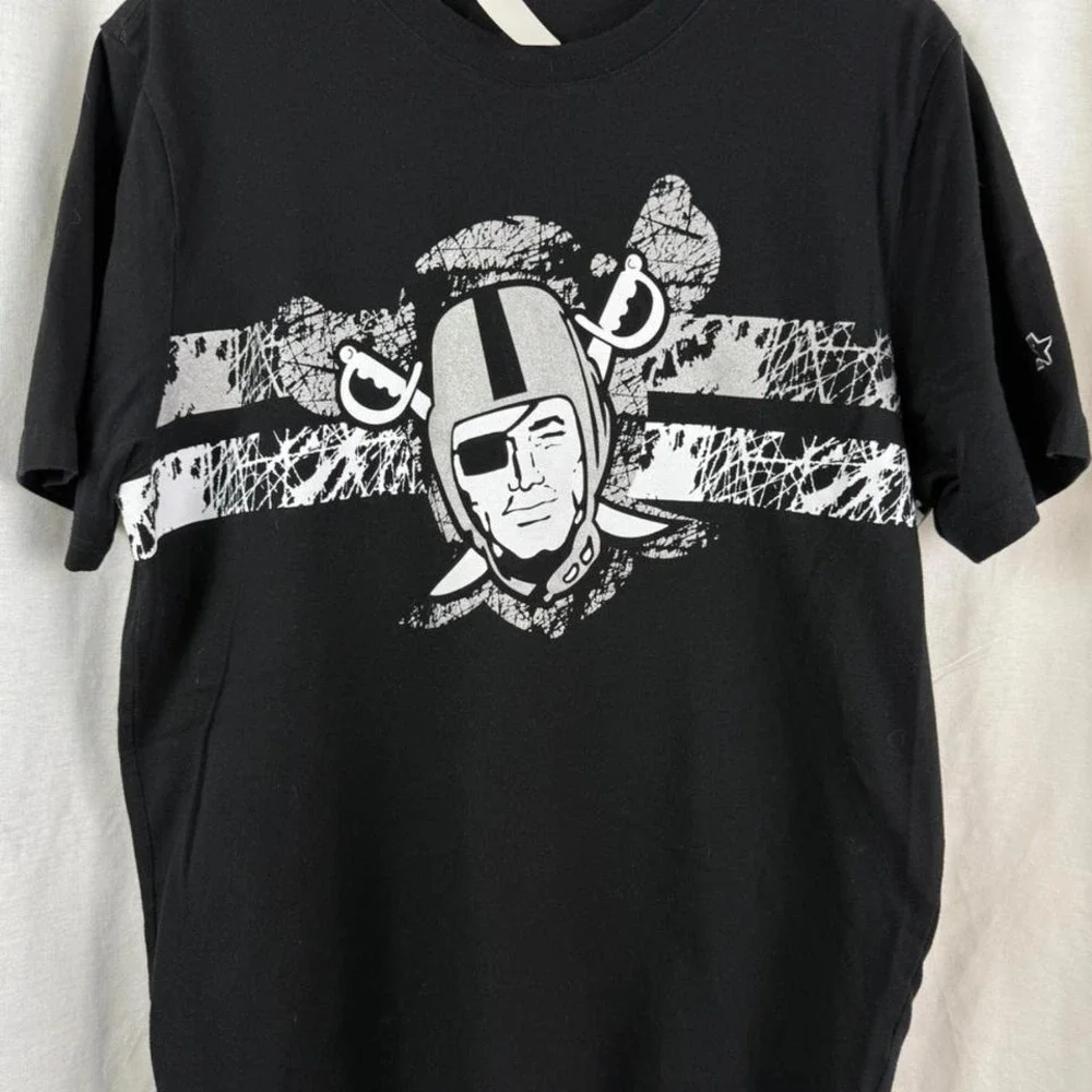 Starter T-Shirt Mens Large Black Excellent‎ Las Vegas Raiders Graphic Tee NFL